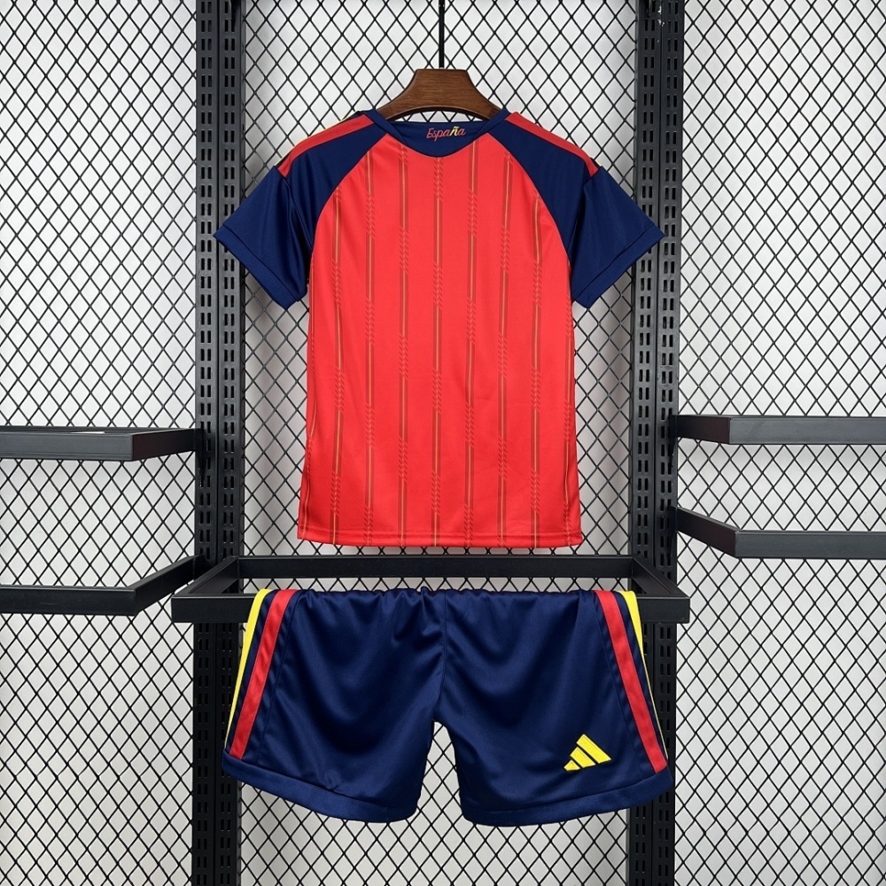 2026 Spain Home World Cup Soccer Kids Kit Jersey+Shorts