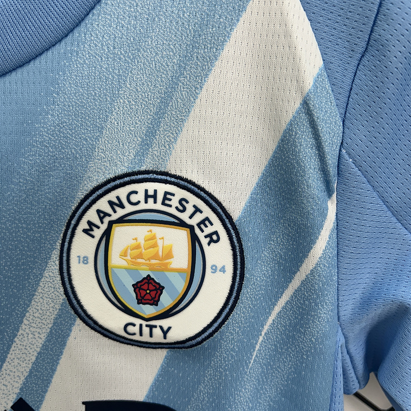 25-26 Manchester City Home Soccer Kids Kit Jersey+Shorts