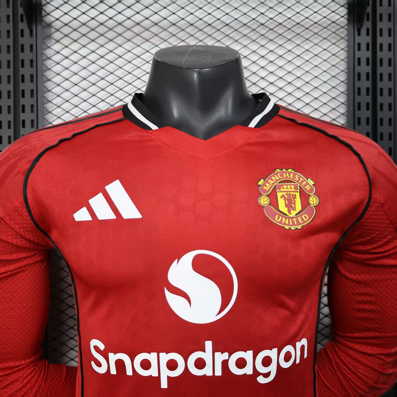 25-26 Manchester United Home Soccer Jersey Long Sleeve