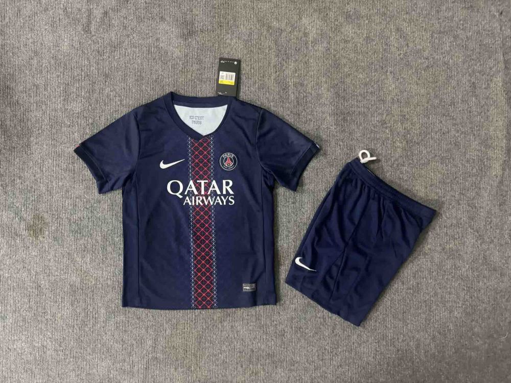 25-26 Paris Saint-Germain Home Soccer Kids Kit Jersey+Shorts