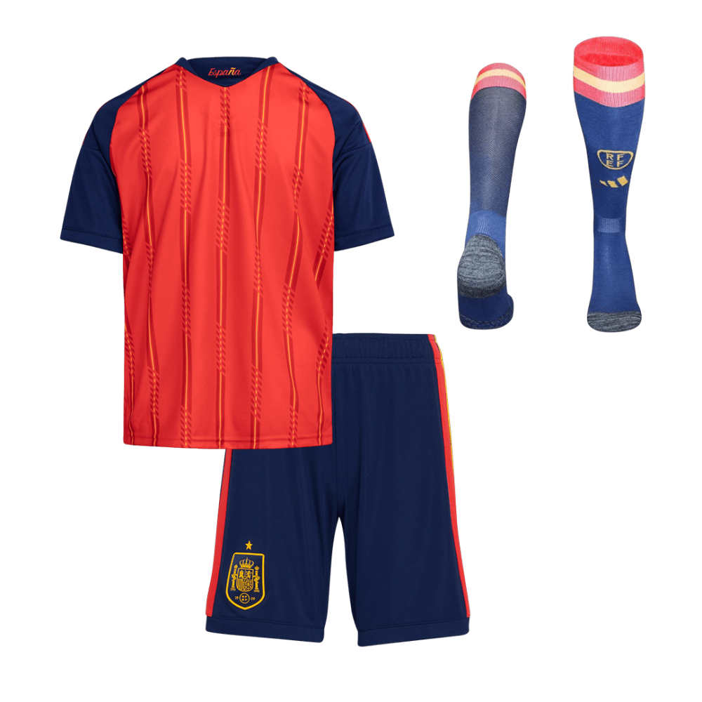 2026 Spain Home World Cup Soccer Kids Full Kit Jersey+Shorts+Socks