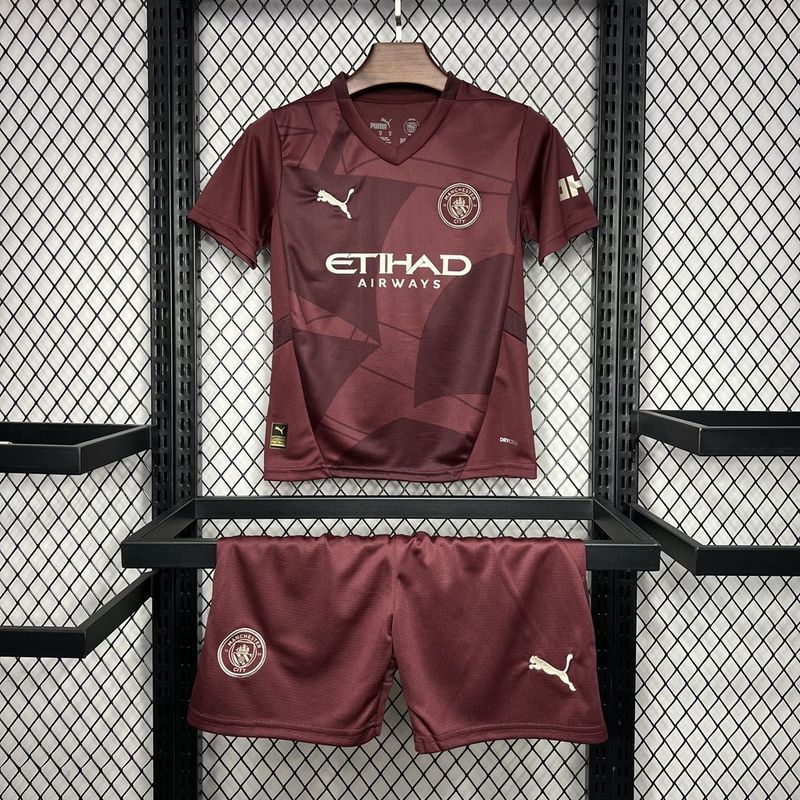 24-25 Manchester City Third Away Kids Kit  Jersey+Shorts