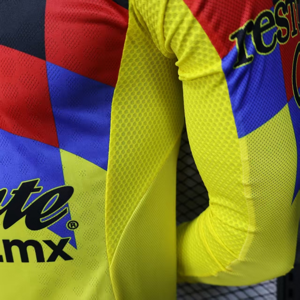 25-26 Club America  Home Soccer Jersey Player Version Long Sleeve