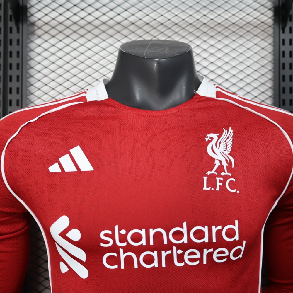 25-26 Liverpool Home Soccer Jersey Player Version Long Sleeve