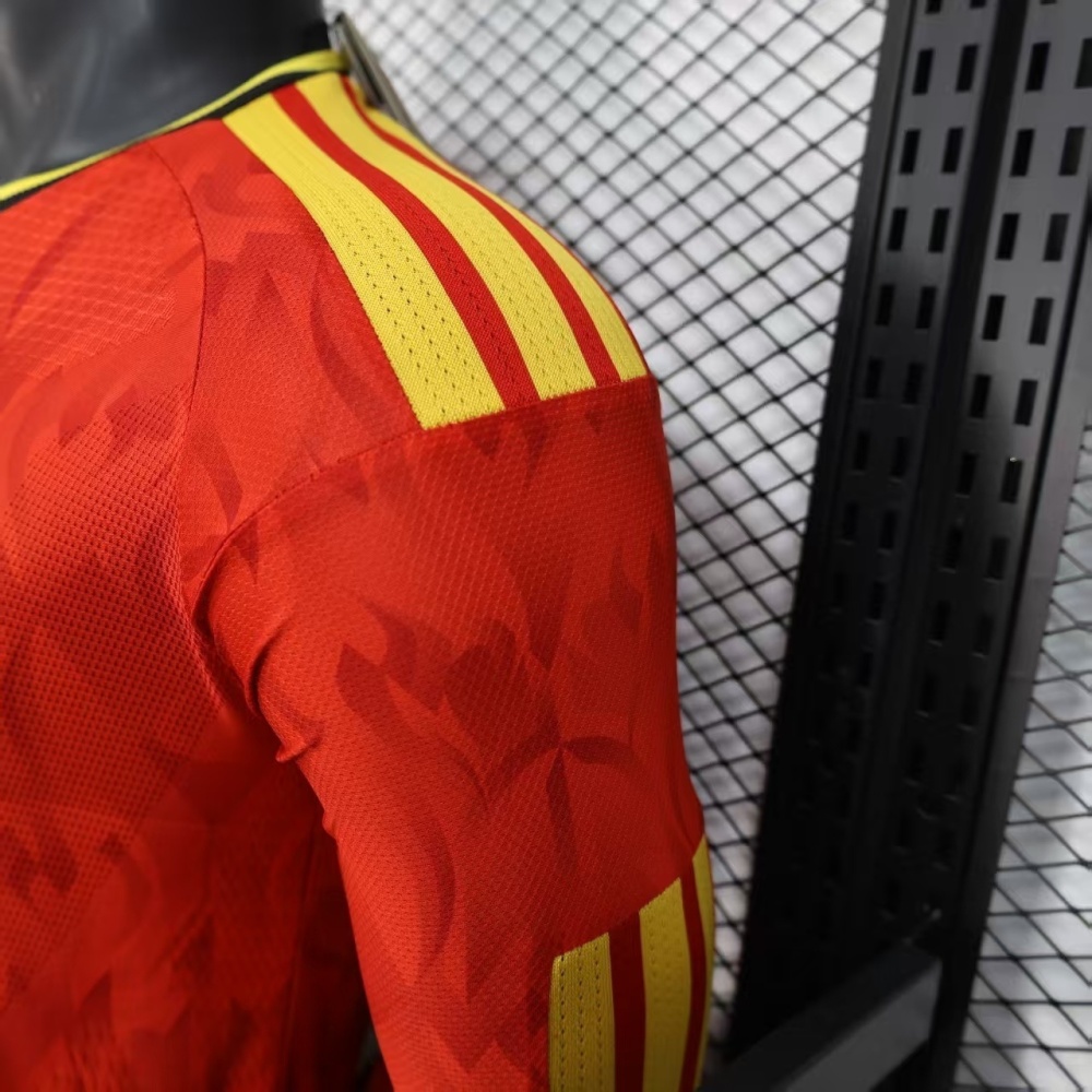 2026 Belgium World Cup Home Football Jersey Player Version Long Sleeve