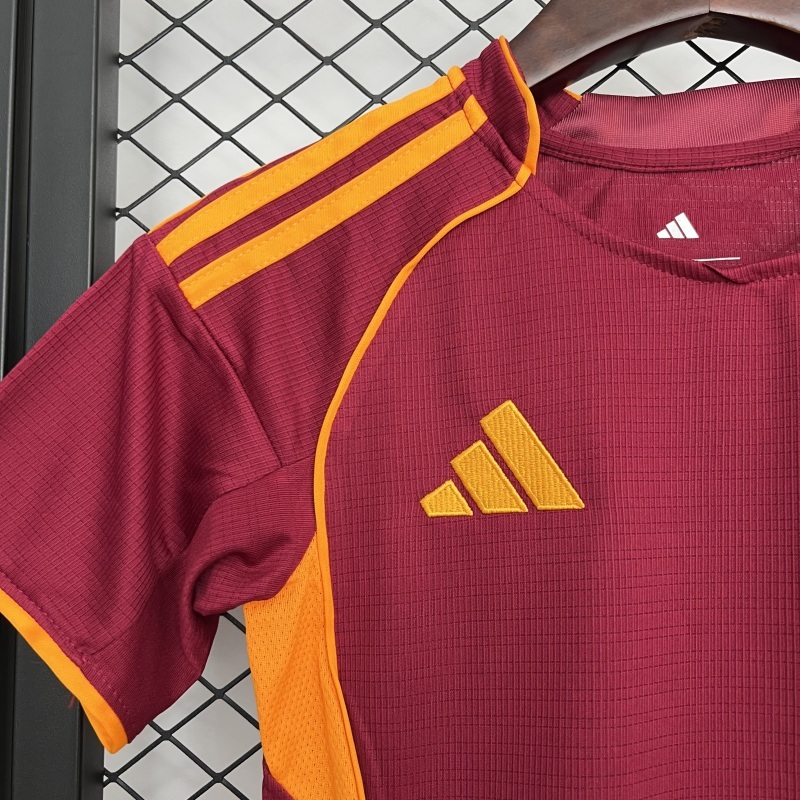 25-26 AS Roma Home Soccer Kids Kit Jersey+Shorts