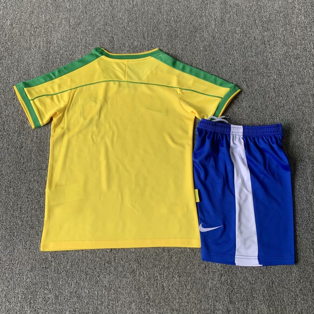 1998 Brazil World Cup Home Retro Jersey Kids Kit +Shorts