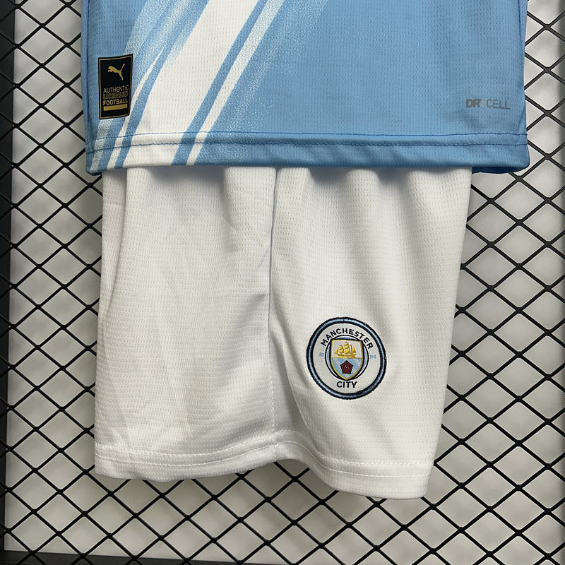 25-26 Manchester City Home Soccer Kids Kit Jersey+Shorts
