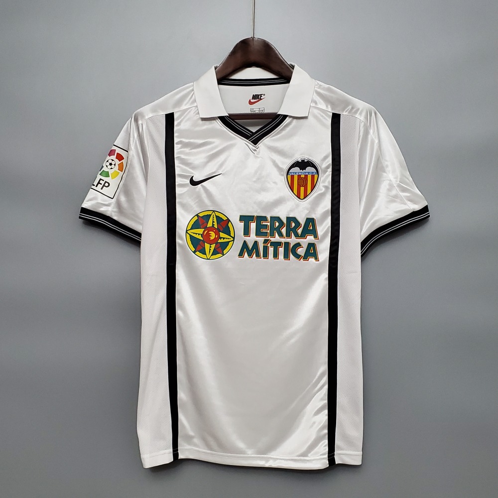 00-01 Valencia  Home Retro Football Jersey