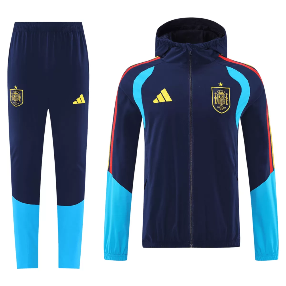 2026 Spain Windbreaker Hoodie Kit(Jacket+Pants) Navy