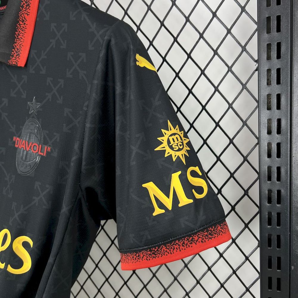 "GIMENEZ" #7 AC Milan Co-Branded Off-White  Soccer Jersey Black