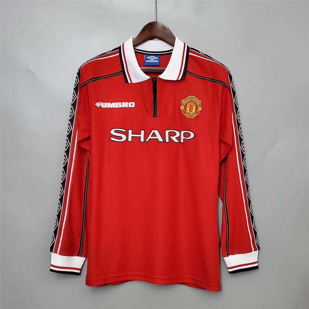 1998-1999 Manchester United Home Retro Jersey Long Sleeve