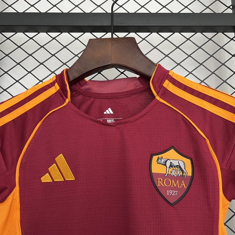 25-26 AS Roma Home Soccer Kids Kit Jersey+Shorts