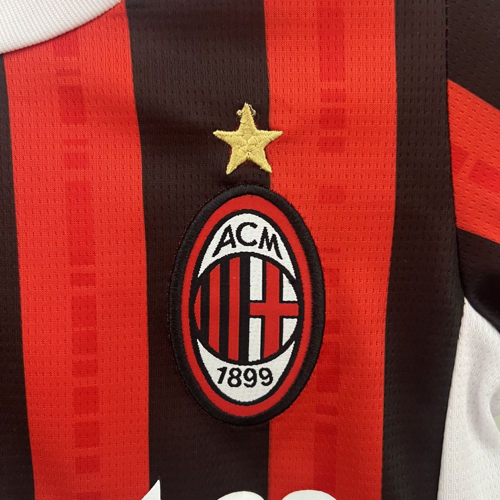 24-25 AC Milan Home Soccer Kids Kit Jersey+Shorts