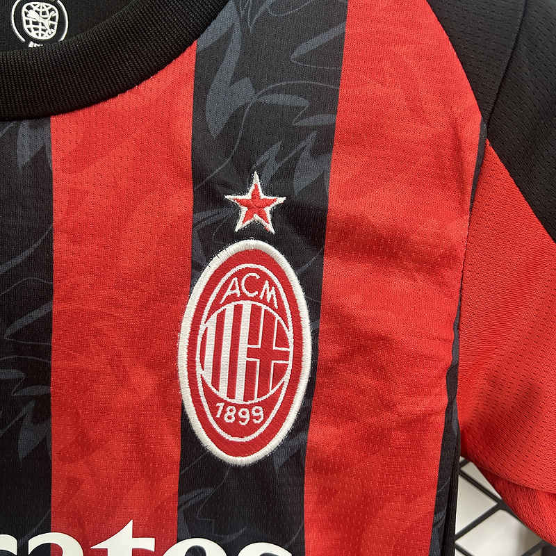 25-26 AC Milan Home Soccer Kids Kit Jersey+Shorts