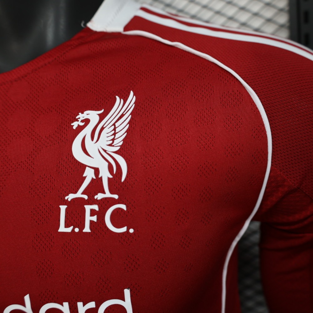 25-26 Liverpool Home Soccer Jersey Player Version Long Sleeve