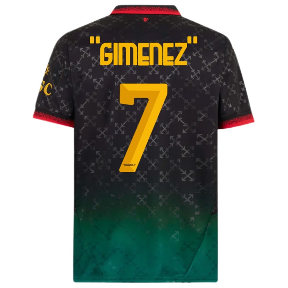 "GIMENEZ" #7 AC Milan Co-Branded Off-White  Soccer Jersey Black
