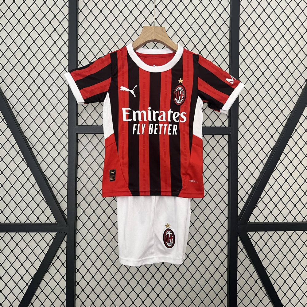 24-25 AC Milan Home Soccer Kids Kit Jersey+Shorts