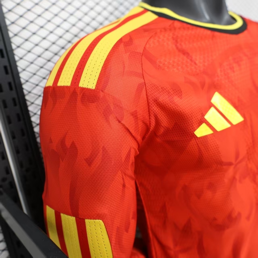 2026 Belgium World Cup Home Football Jersey Player Version Long Sleeve