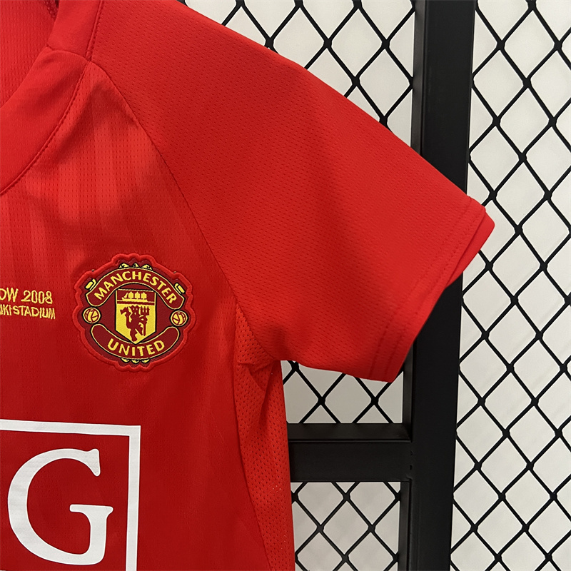 07-08 Manchester United Home UCL Final Retro Kids Kit Jersey+Shorts