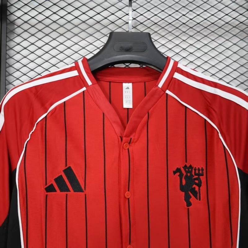 25-26 Manchester United Red Baseball Soccer Jersey