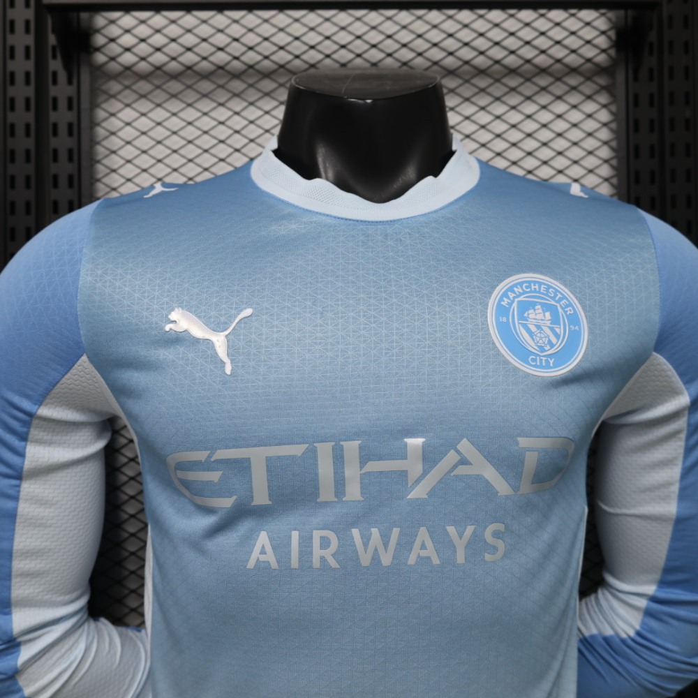 26-27 Manchester City Home Soccer Jersey Player Version Long Sleeve