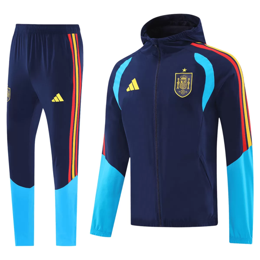 2026 Spain Windbreaker Hoodie Kit(Jacket+Pants) Navy