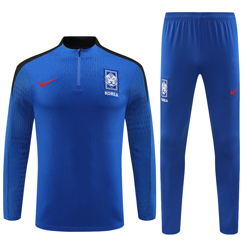 24-25 South Korea Blue with Black Half Zipper Training Tracksuit