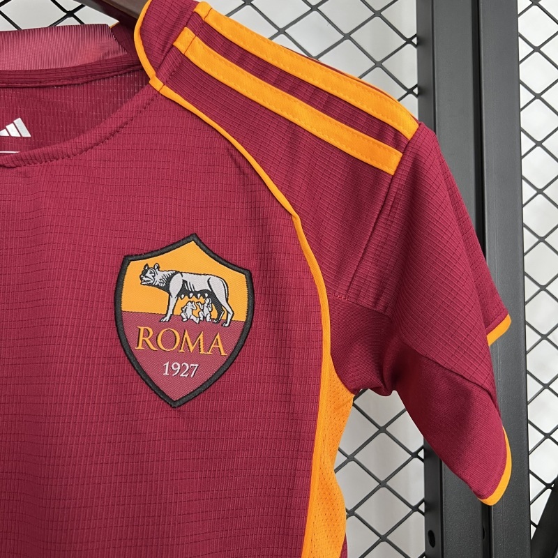 25-26 AS Roma Home Soccer Kids Kit Jersey+Shorts