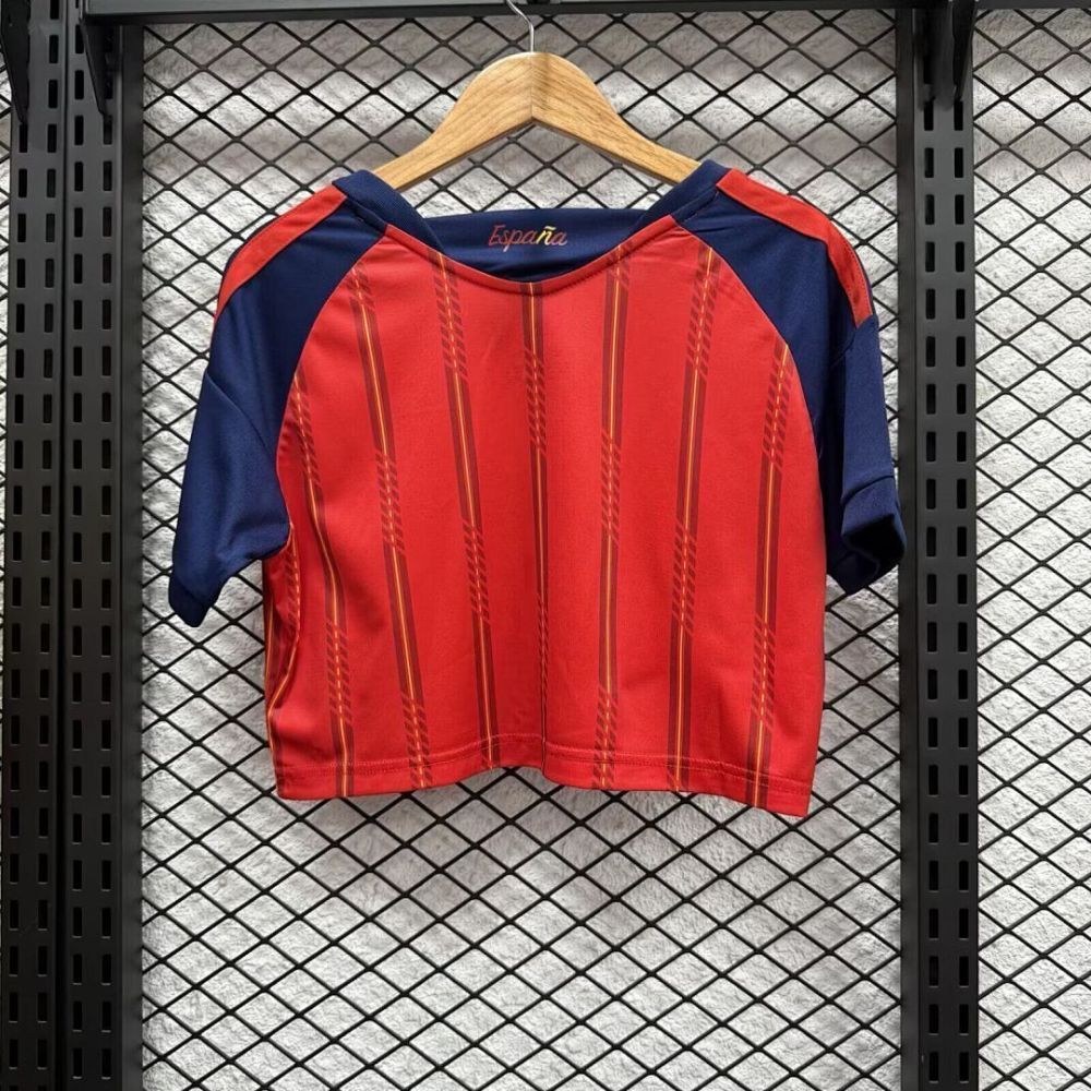 2026 Spain Home World Cup Soccer Women Crop Top Jersey