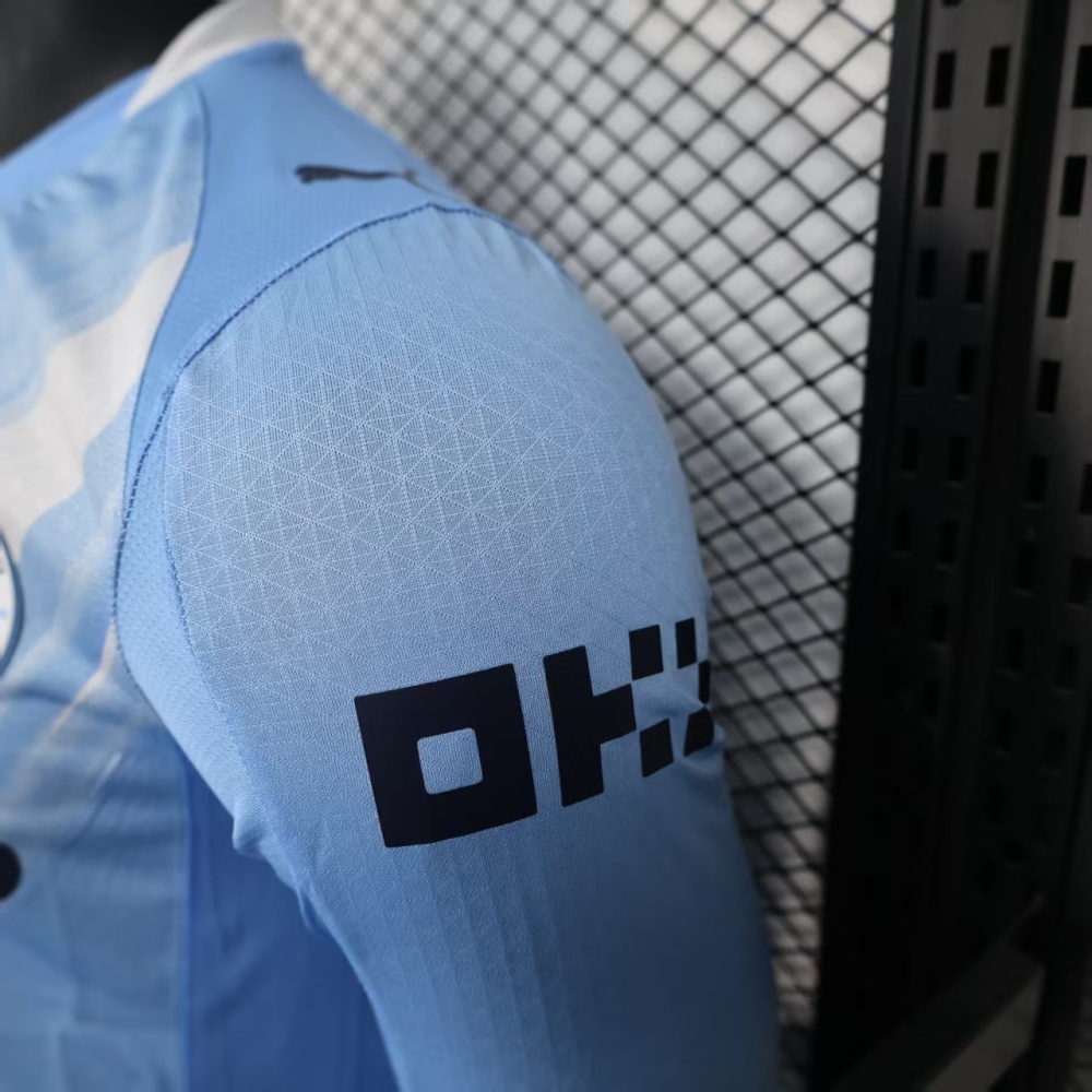 25-26 Manchester City Home Soccer Jersey Player Version Long Sleeve