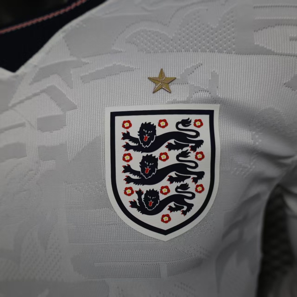 25-26 England Home Soccer Jersey Player Version Long Sleeve