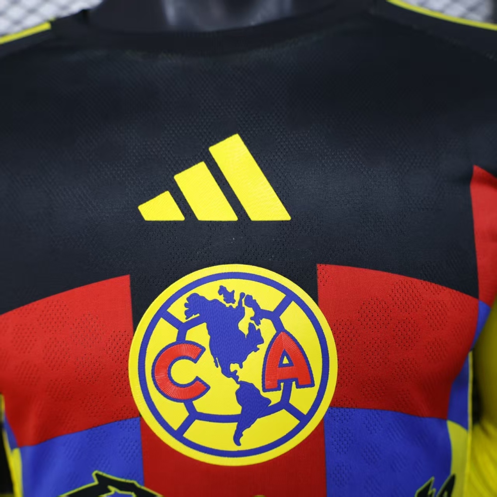 25-26 Club America  Home Soccer Jersey Player Version Long Sleeve