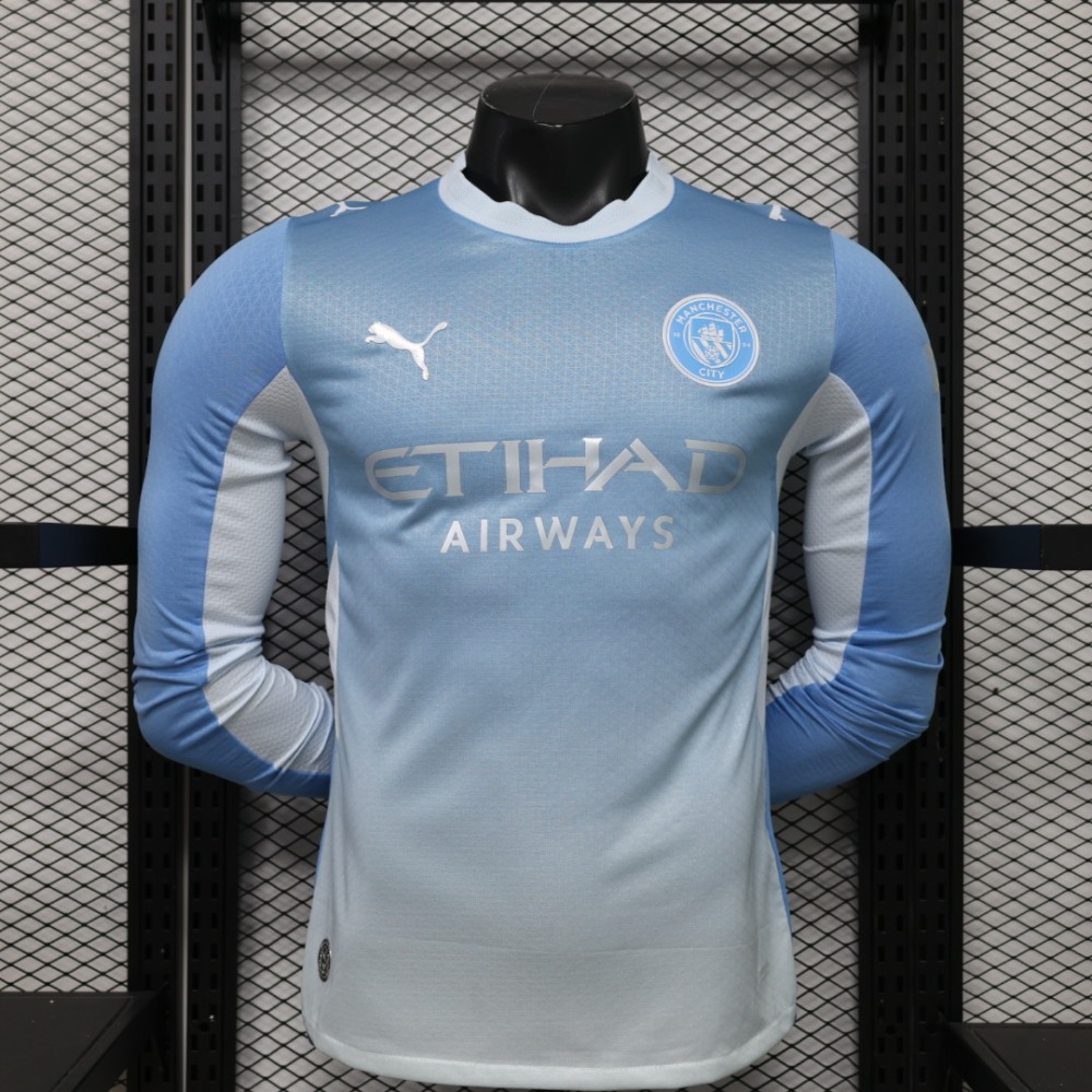 26-27 Manchester City Home Soccer Jersey Player Version Long Sleeve