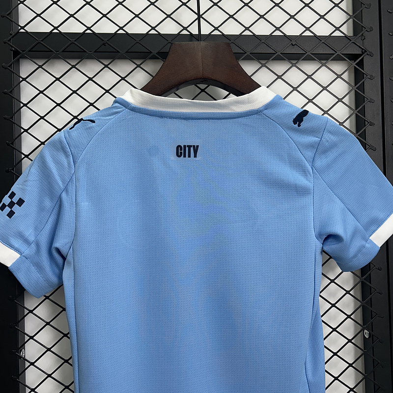 25-26 Manchester City Home Soccer Kids Kit Jersey+Shorts