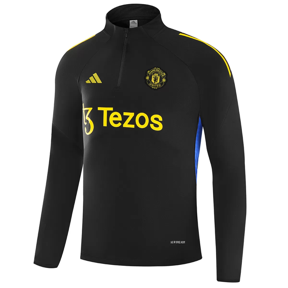 25-26 Manchester United 1/4 Zipper Sweat Kit(Top+Pants) Black