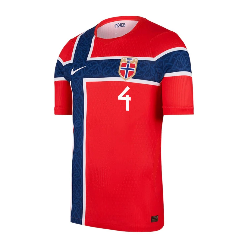 Leo Oestigard 4 Norway National Team 2026 Home Jersey – Red, Men