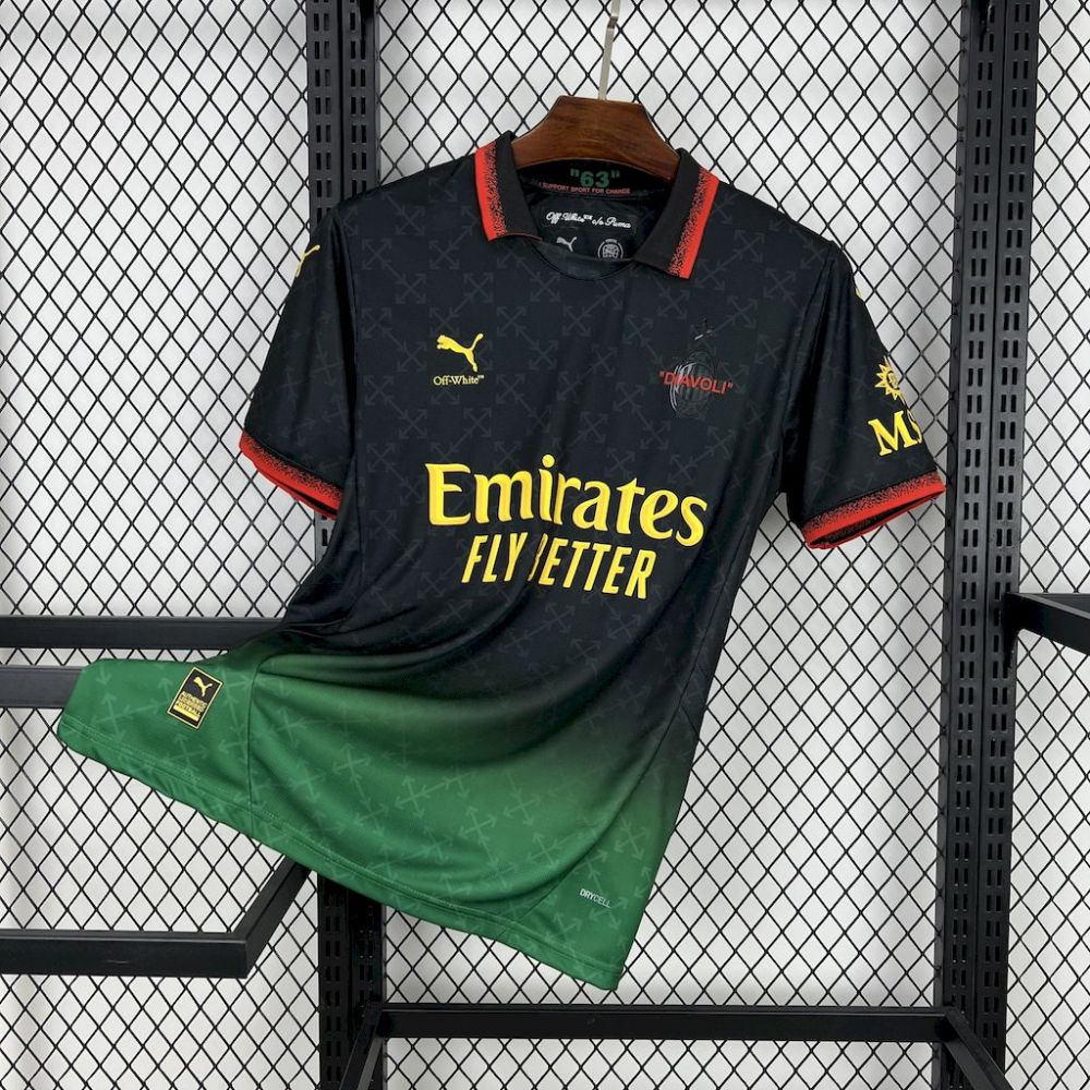 "GIMENEZ" #7 AC Milan Co-Branded Off-White  Soccer Jersey Black