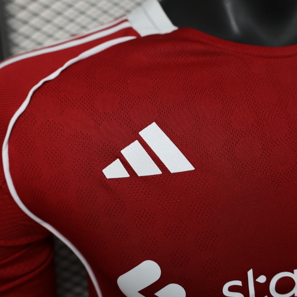 25-26 Liverpool Home Soccer Jersey Player Version Long Sleeve