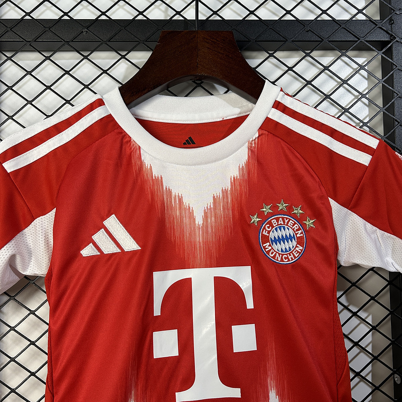 25-26 Bayern Munich Home Soccer Kids Kit Jersey+Shorts