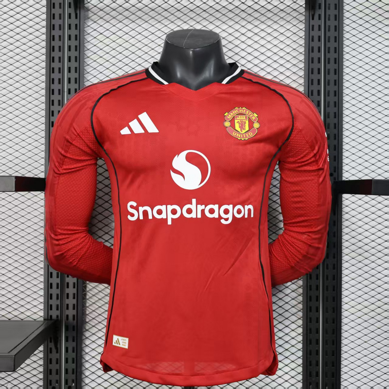 25-26 Manchester United Home Soccer Jersey Long Sleeve