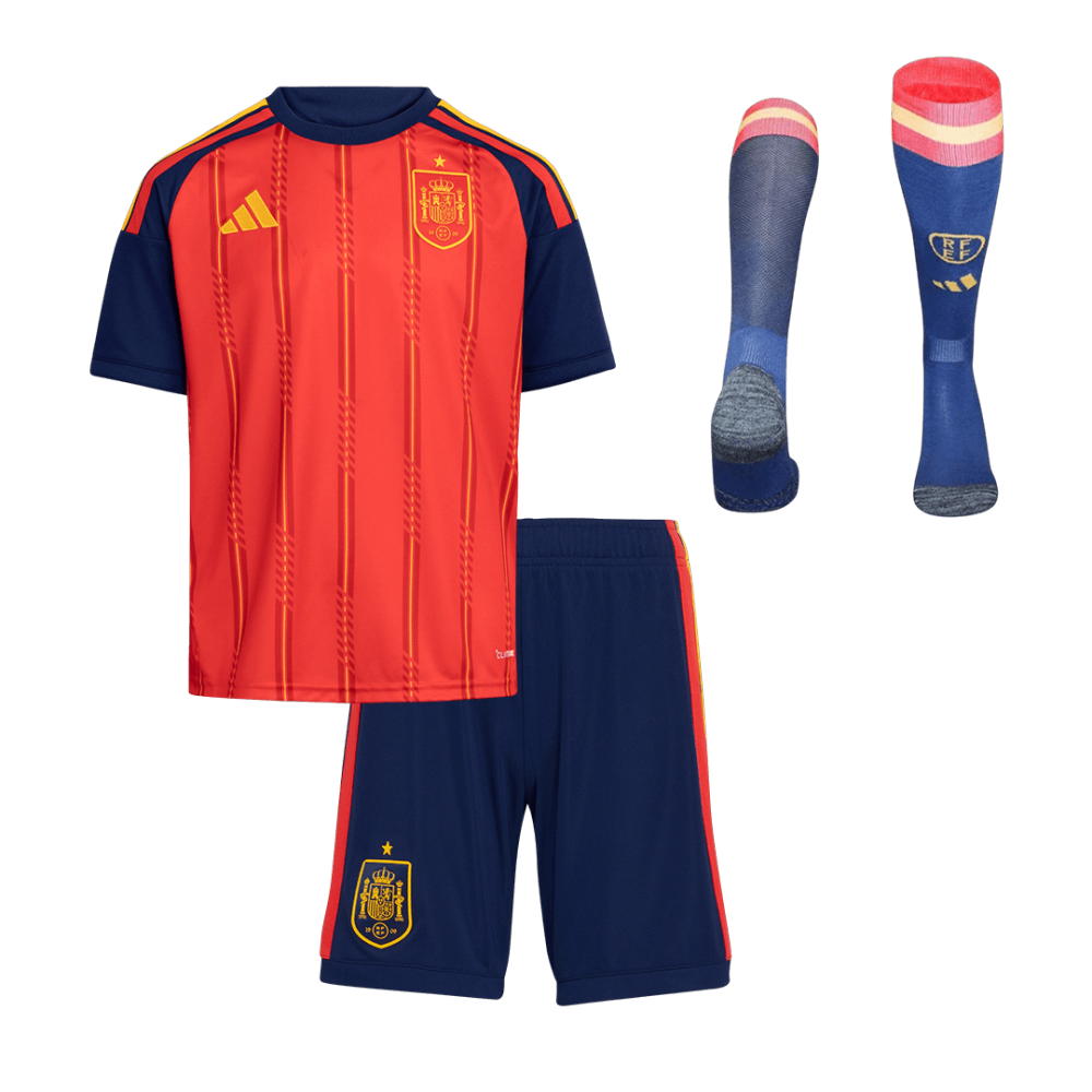 2026 Spain Home World Cup Soccer Kids Full Kit Jersey+Shorts+Socks