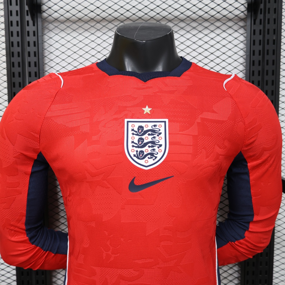 2026 England Away Word Cup Soccer Jersey Player Version Long Sleeve