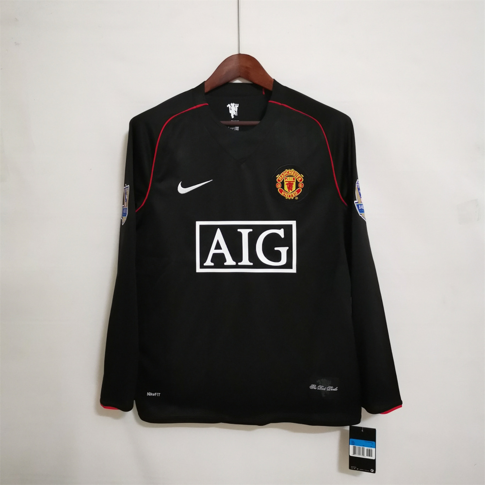 07-08 Manchester United Away Retro Jersey Long Sleeve