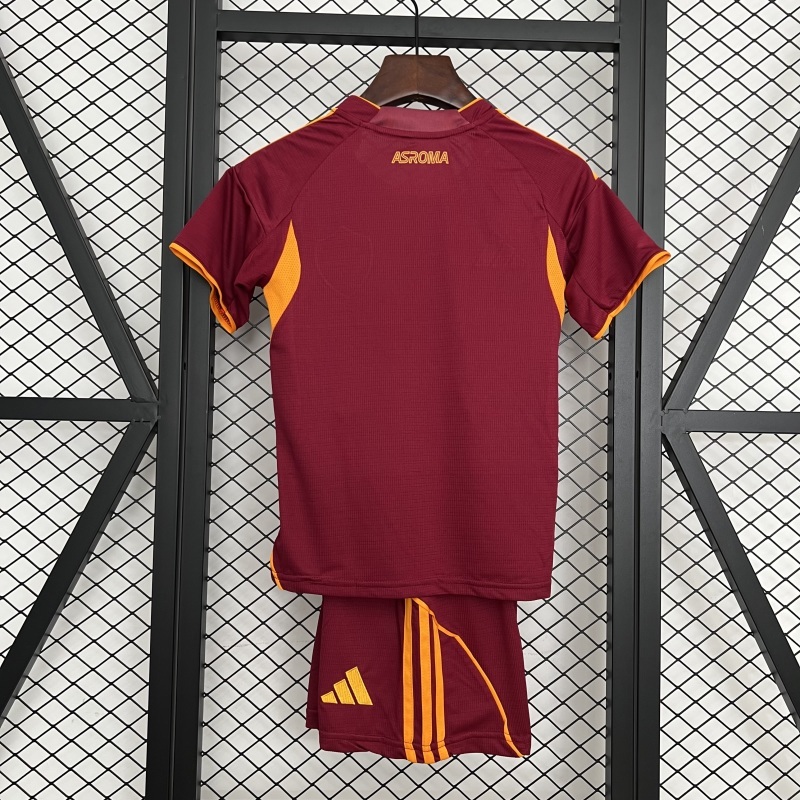 25-26 AS Roma Home Soccer Kids Kit Jersey+Shorts