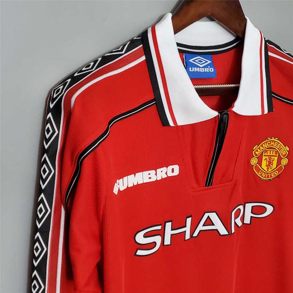 1998-1999 Manchester United Home Retro Jersey Long Sleeve