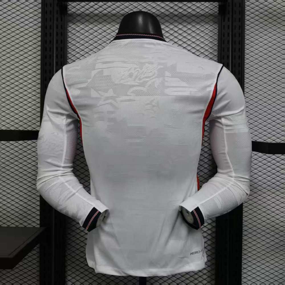 25-26 England Home Soccer Jersey Player Version Long Sleeve