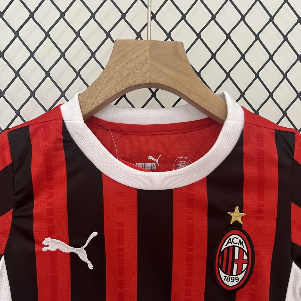 24-25 AC Milan Home Soccer Kids Kit Jersey+Shorts