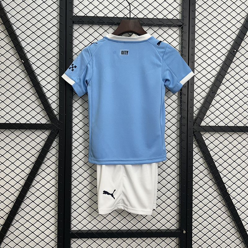 25-26 Manchester City Home Soccer Kids Kit Jersey+Shorts