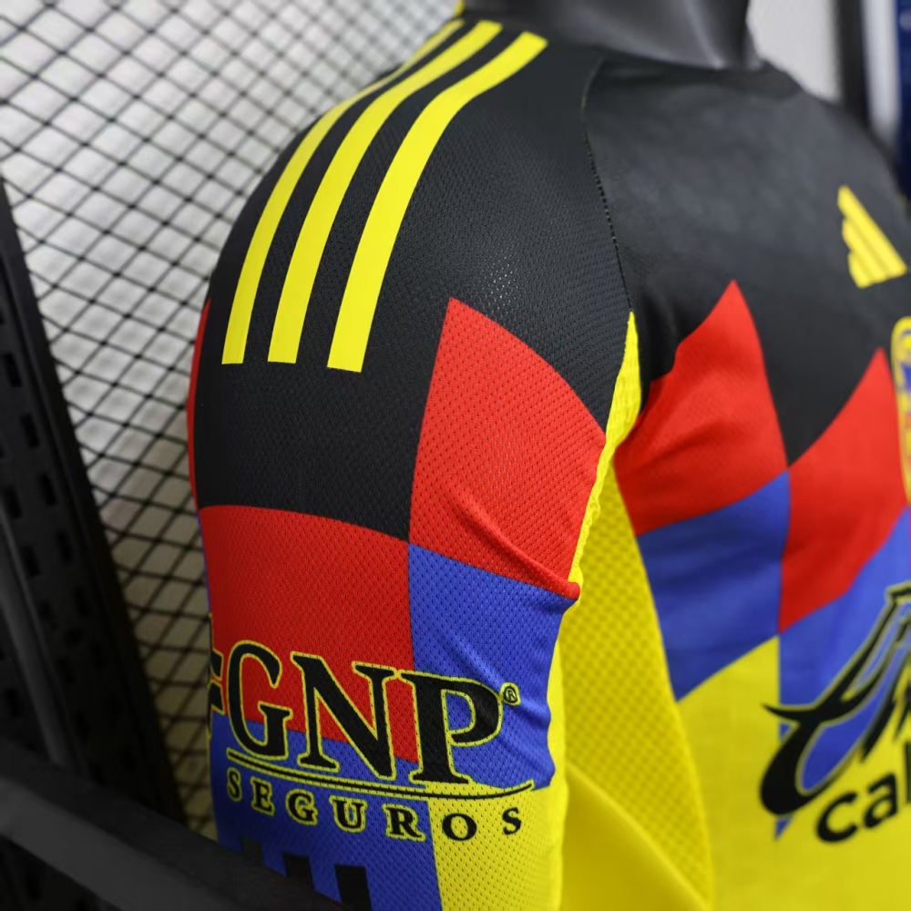 25-26 Club America  Home Soccer Jersey Player Version Long Sleeve